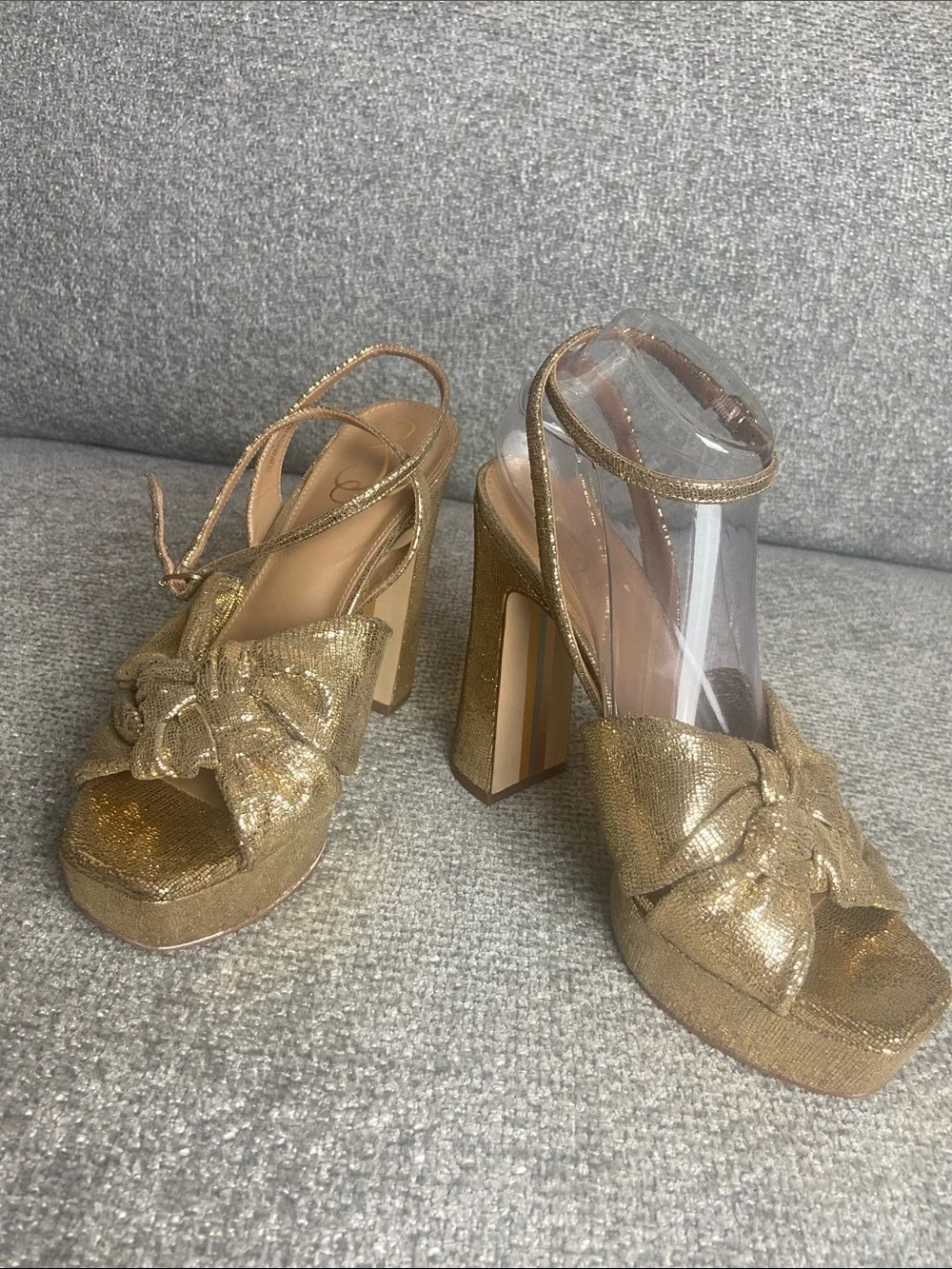 Sam Edelman Gold Knotted Platform Slingback Heels size 9 M